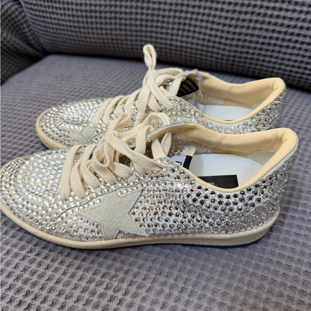 Authentic Gold Goose Ballstar Swarovski Crystal-Embellished Sneakers 37 Rare - Picture 2 of 8